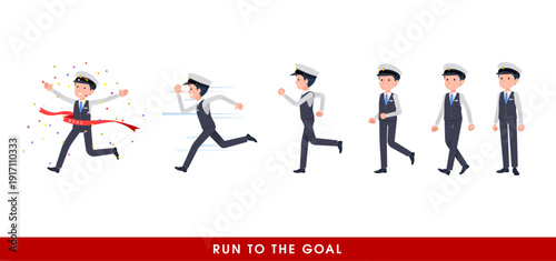 走り出す運転手男性のセット