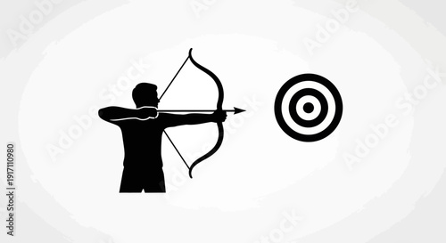 Person shooting bow and arrow.