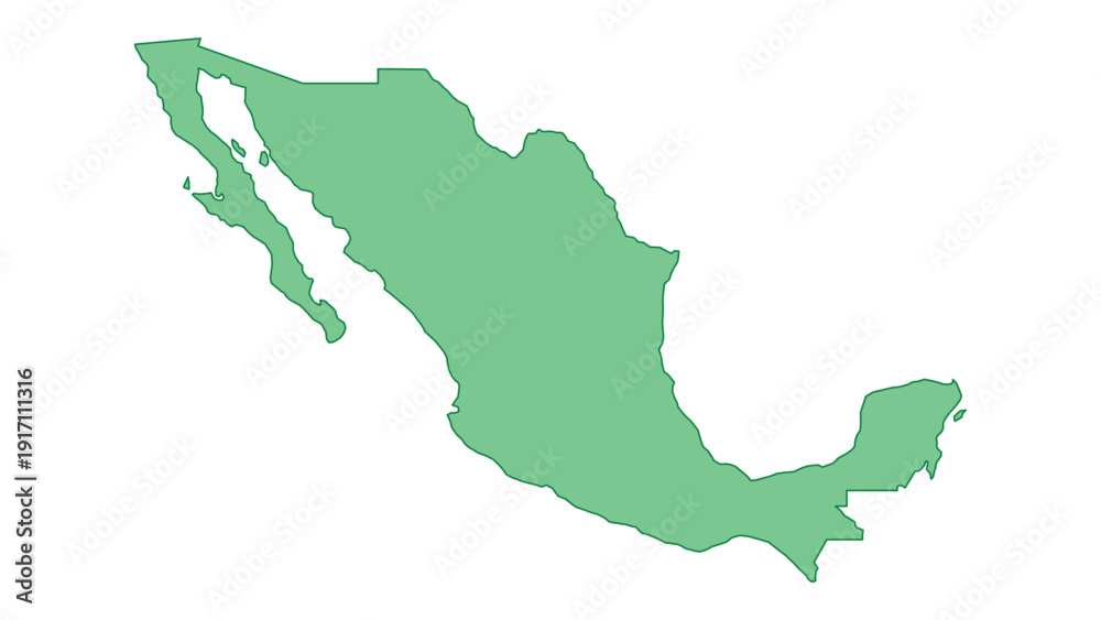 Fototapeta premium Mexico outline green