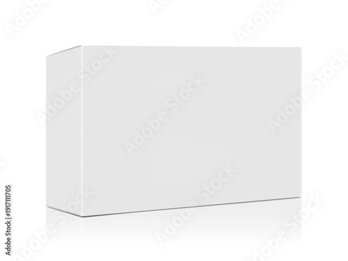 Realistic Cardboard Packaging Box Mockup. Blank Thin Paper Product Box 3D Vector Template Isolated on White Background for Medicine, Food and Cosmetic Branding Presentation