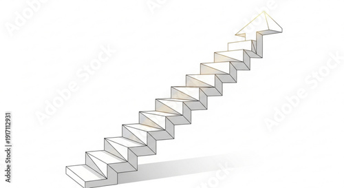 A vector graphic illustration of a staircase with an arrow pointing upwards, symbolizing growth and progress.