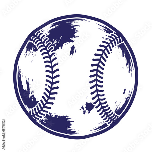 Grunge texture Grungy dark blue baseball on white background  sports equipment illustration Vintage Style