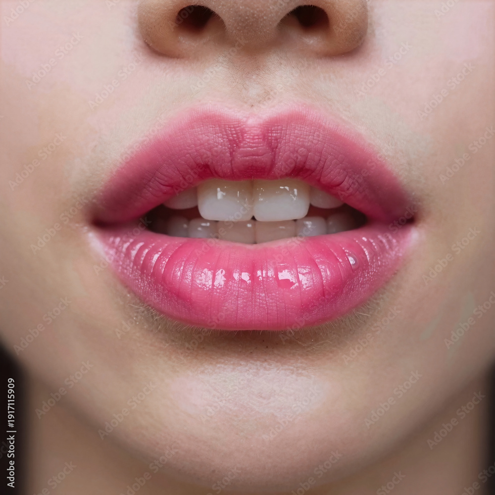 Naklejka premium photorealistic, bold, romantic pink lips pattern