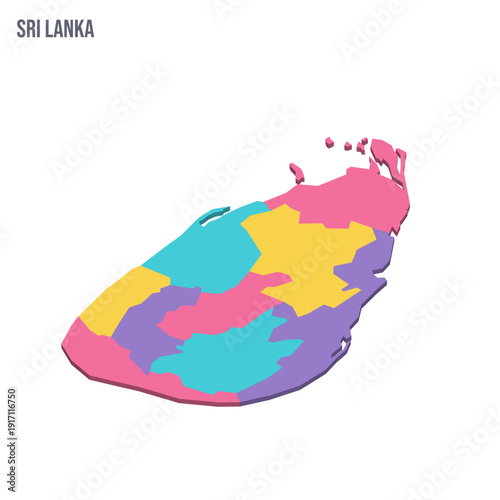 Sri Lanka political map of administrative divisions - provinces. Colorful isometric blank vector map.