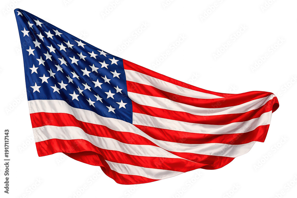 Obraz premium United states flag waving, symbolizing democracy, freedom, patriotism, and independence against a transparent background