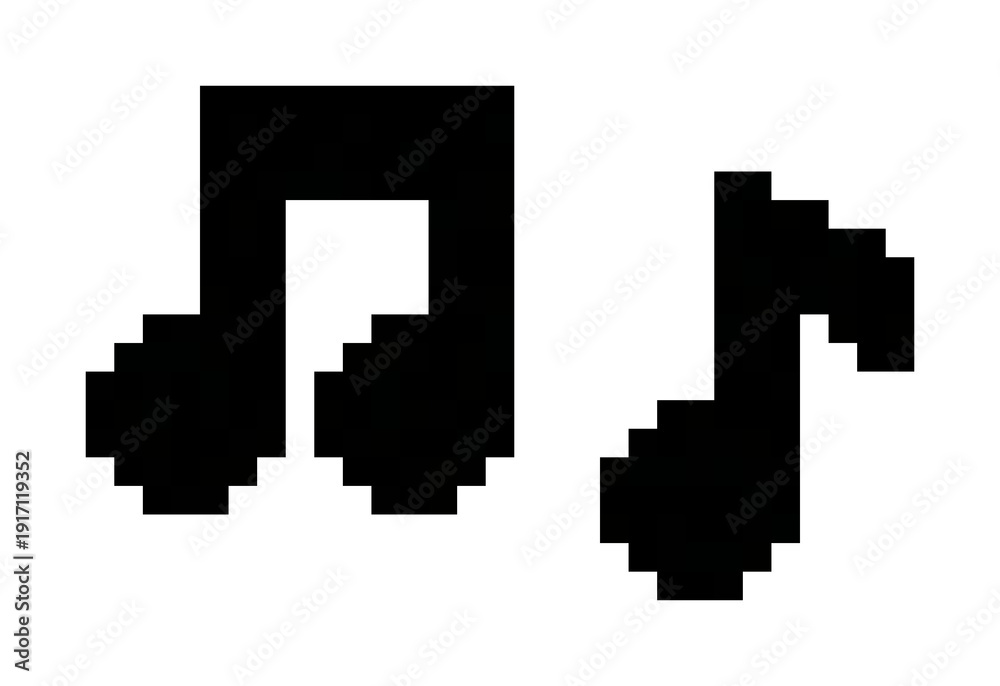 Fototapeta premium A 16x16 Musical Notes Black Icons Pixel Art