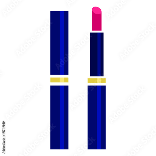 Bright pink lipstick in a blue tube ready for makeup application at a beauty event on a sunny afternoon
