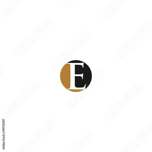 Creative, modern, elegant, trendy, unique, and artistic initial letter E icon logo in gold and dark gray. Letter E icon logo design template. Creative initial E symbol.