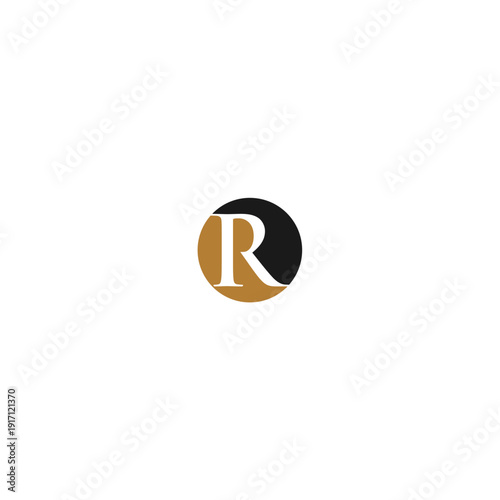 Creative, modern, elegant, trendy, unique, and artistic initial letter R icon logo in gold and dark gray. R letter icon logo design template. Creative initial R symbol.