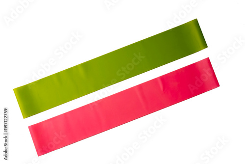 Cuadro en lienzo Set of elastic bands for fitness isolated on white