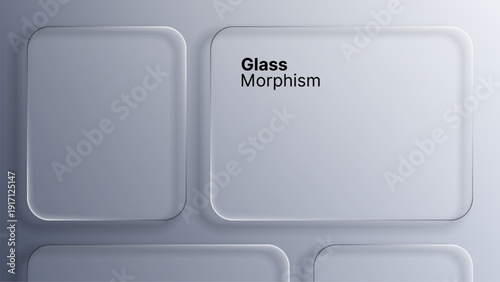 Clear rounded rectangles with blurred edges and text glass morphism. Abstract transparent user interface background element for web design.