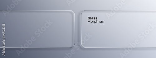 Frosted glass panels on gray background. Translucent glass effect texture for user interface design. Liquid glass morphism vector concept.