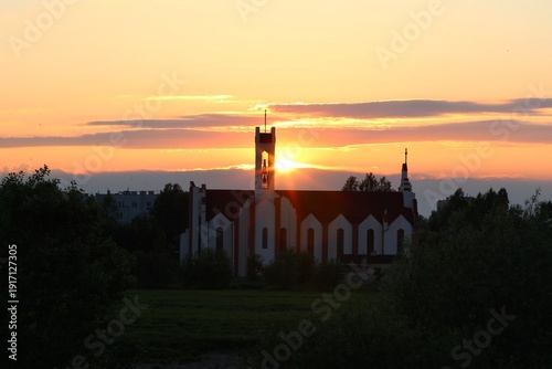 church in sunset