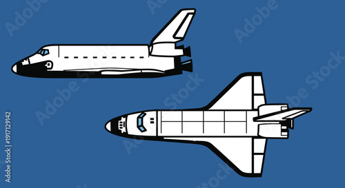 Space Shuttle Illustration Side and Top View.