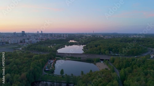 Wallpaper Mural Exploring Katowice's skyline and green spaces at sunset Torontodigital.ca