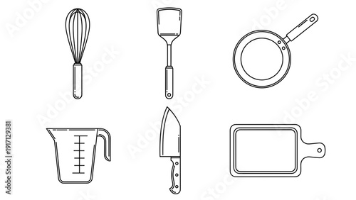 Kitchen utensils and tools for cooking and food preparation