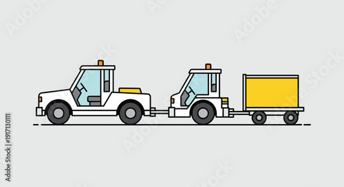 Tractor Unit Pulling Trailer with Container.