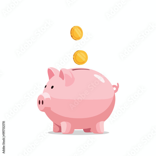 Cute Pink Piggy Bank Saving Coins for Financial Growth