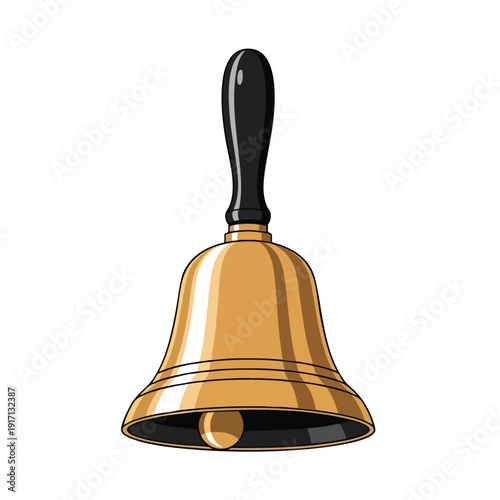 Golden Bell with Black Handle for Home or Office Decor and Sound Signaling
