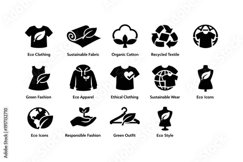 Eco clothing and sustainable fashion icons collection