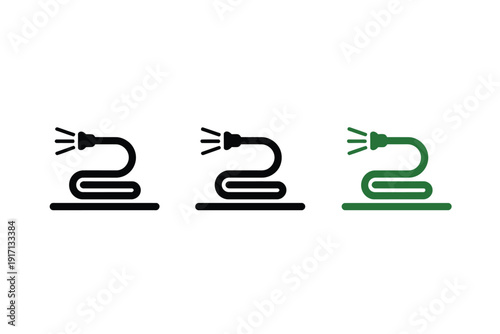 Garden hose icons show three different styles for watering equipment.