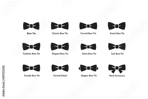 Various bow tie styles for formal and fashionable occasions