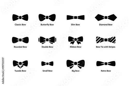 Variety of bow tie styles: classic, butterfly, slim, and more