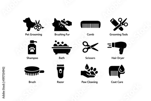 Pet grooming essentials: brushes, combs, scissors, shampoo, and more