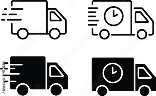 Delivery trucks icon set Vector