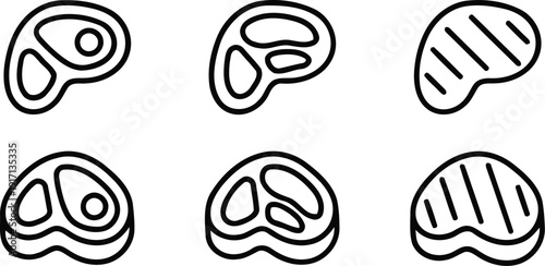 Steak cuts vector icon set Vector