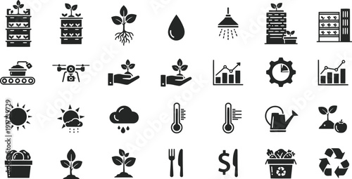 Agriculture and Sustainable Farming Icon Set
