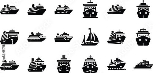 Ship icon set Vector