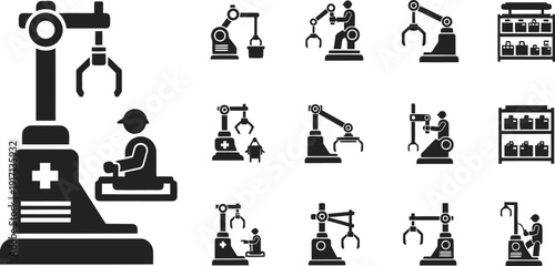 Medical Robotics and Surgery Icon Set