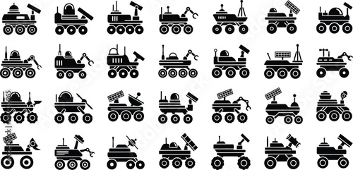 Construction tractor icon set Vector
