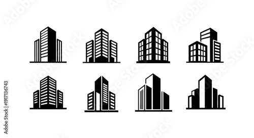 Minimal Black City Architecture Icons