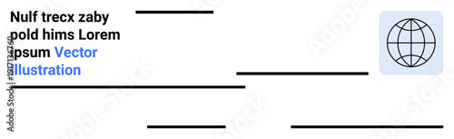 Online connectivity, international collaboration, tech services, education tools, graphic templates, minimal design. Globe icon and placeholder text. Online connectivity and international