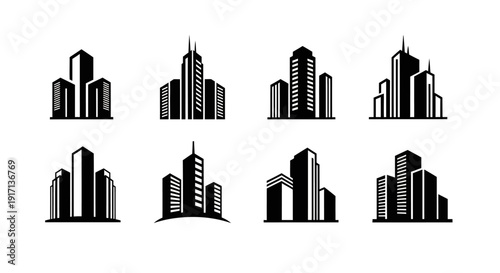 Flat Minimal City Tower Icons
