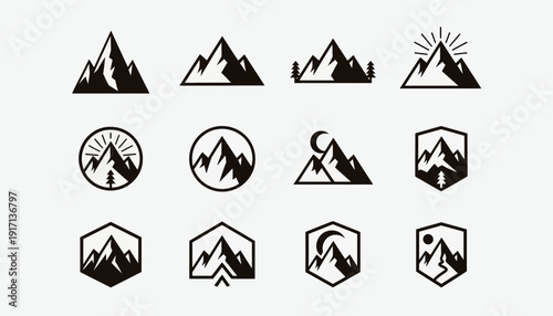 Flat Mountain Landscape Logo Pack