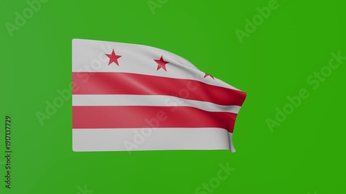 Washington DC flag waving on green screen.	
