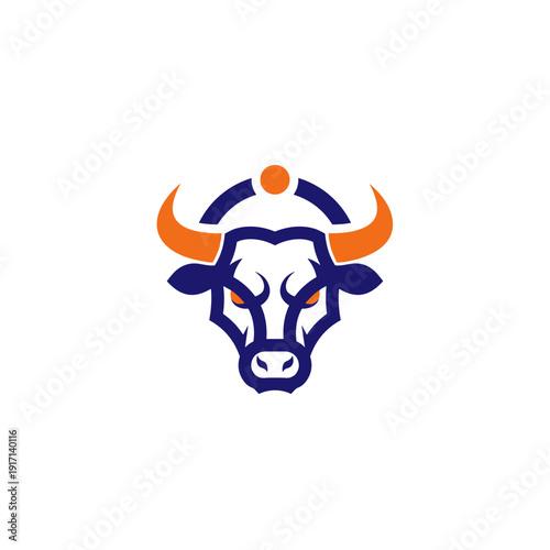 Wallpaper Mural Stylized bull head logo with orange horns and determined expression Torontodigital.ca
