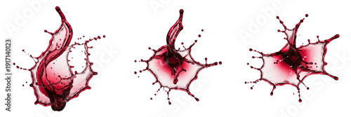 Red wine splash isolated on white background, wine liquid droplets, red wine pour, wine photography, beverage splash, grape wine illustration, wine motion effect, wine glass splash