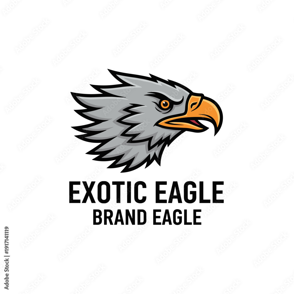 Fototapeta premium Stylized eagle head logo illustration with strong features and fierce expression