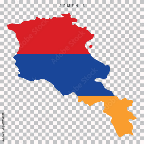 Armenia map with national flag overlay