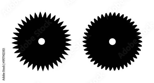 Two black gear wheels vector graphic for engineering mechanical design and industry projects use in design