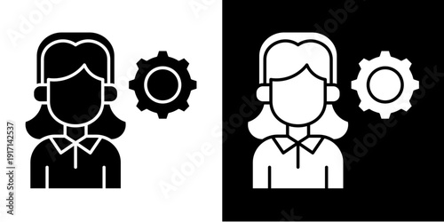 Customer Service Icon Set White Glyph Style Collection