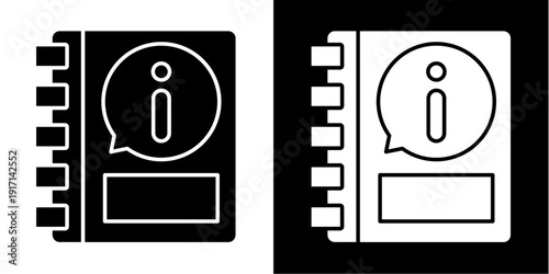 Information Directory Icon Set White Glyph Style Collection