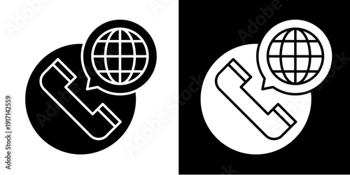 International Support Icon Set White Glyph Style Collection