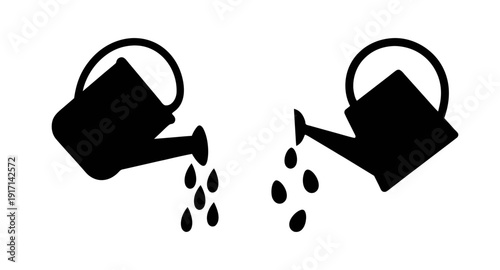 Watering can vector illustration for garden care and plant growth design element for gardening tools