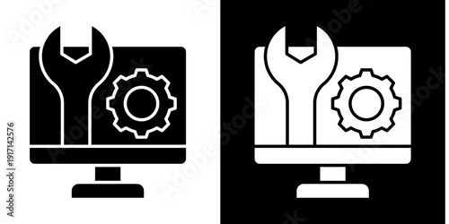 It Support Icon Set White Glyph Style Collection