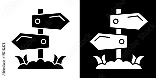 Navigation Signpost Icon Set White Glyph Style Collection